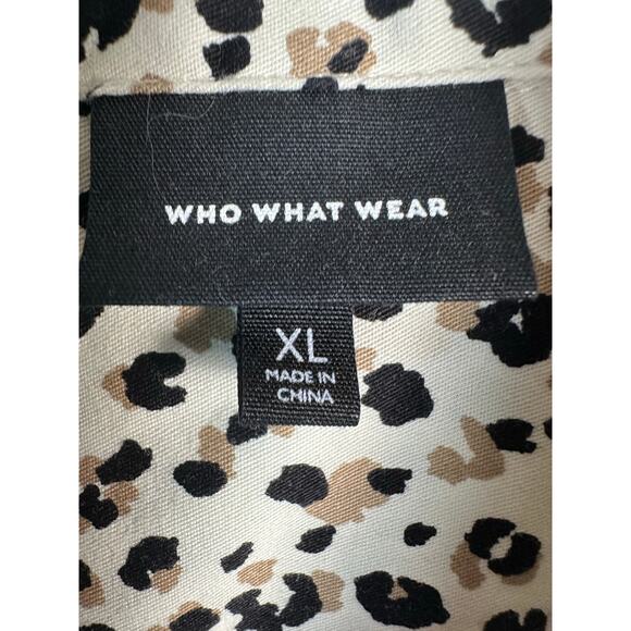 Who What Wear cheetah print animal print shirt dress button down short sleeve - Picture 5 of 9